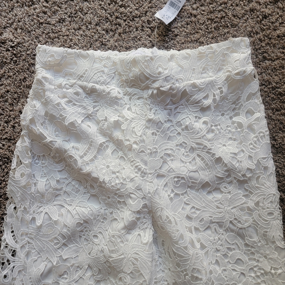 New York & Company Ivory Lace Skirt